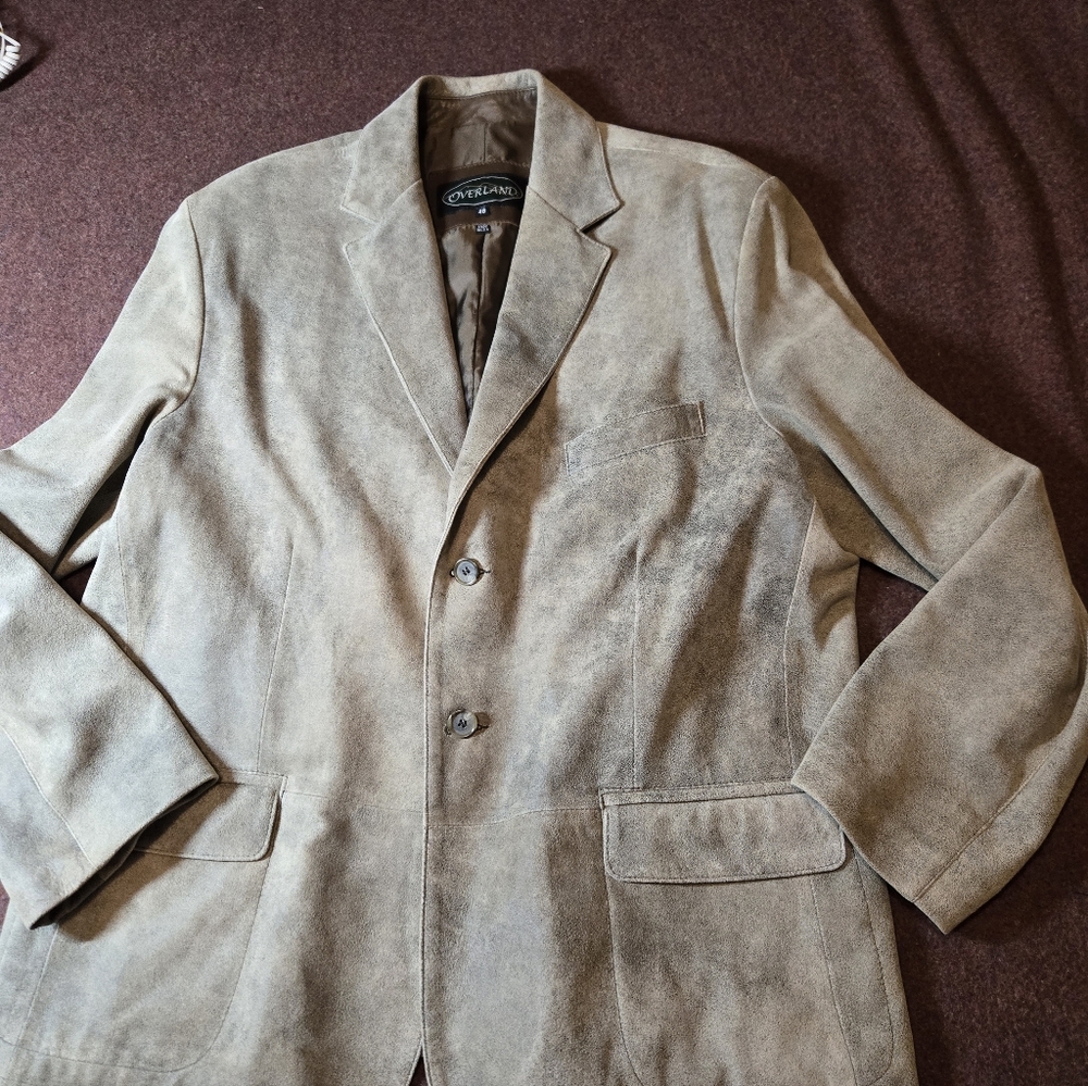 Overland Men's Shepley Distressed Leather Blazer Style # 29773 Size 48